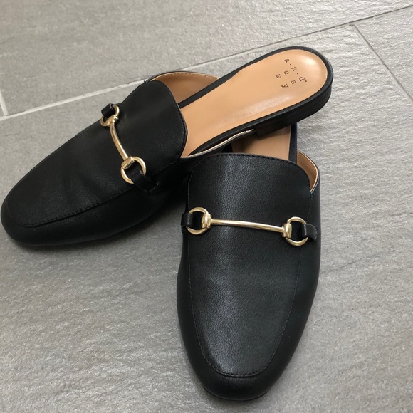 a new day Shoes - Black flat mules.